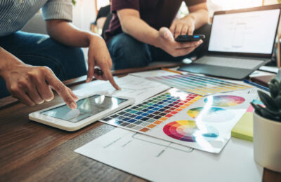 Professional Creative Team of Web/Graphic Designer planning, drawing website ux app for mobile phone application and development template layout, process to prototype wireframe, User experience.